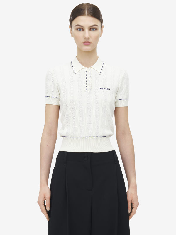 ALEXANDER MCQUEEN - Textured Polo Shirt - Item 839716Q1BEE9284